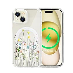Tcaraersing for iPhone 15 Clear Flower Magnetic