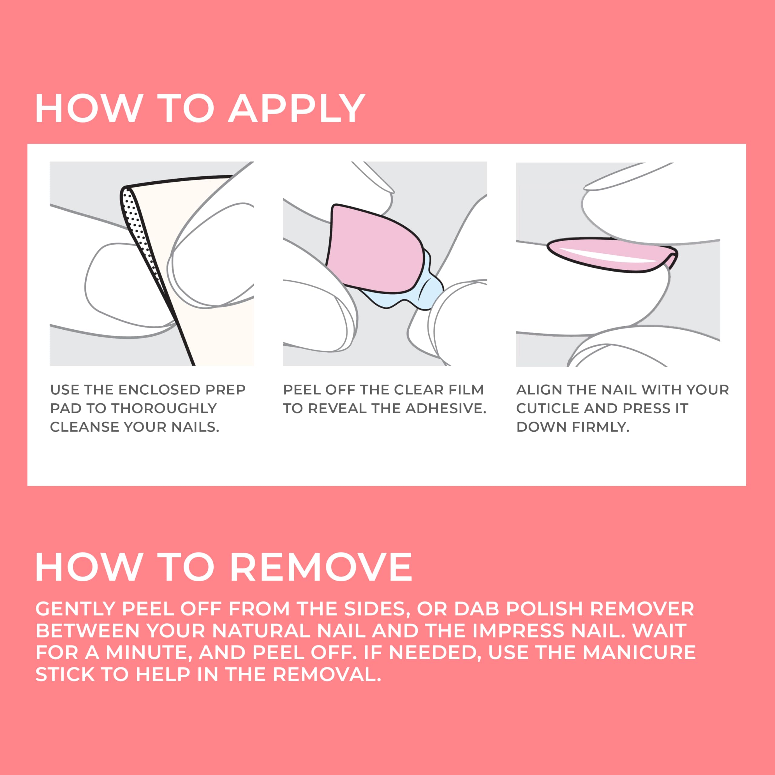 KISS imPRESS No Glue Mani Press On Nails, Color, 'All Black', Black, Medium Size, Coffin Shape, Includes 30 Nails, prep pad, mini nail file, manicure stick - Image 2