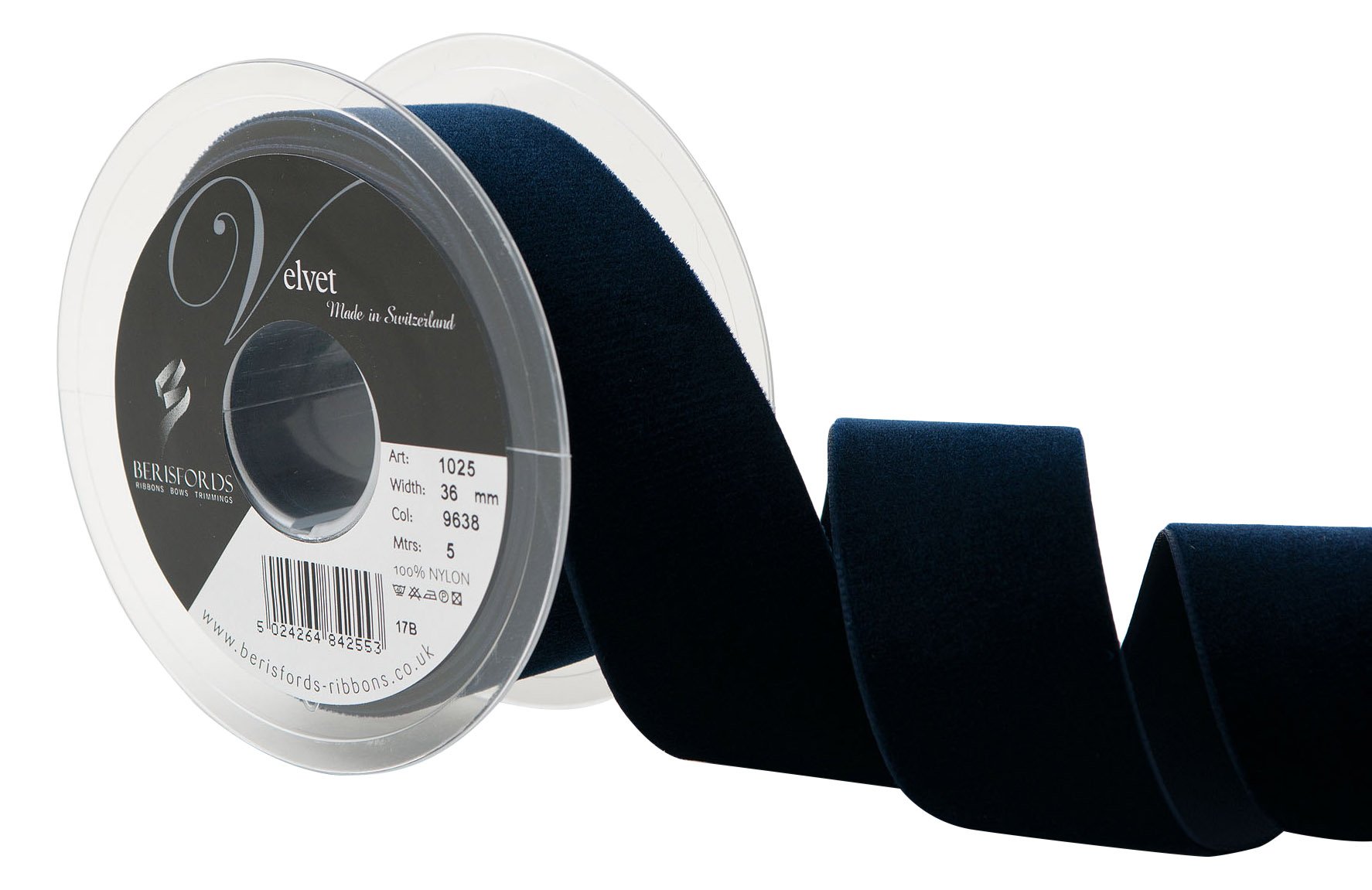 Berisfords Velvet Ribbon, Nachtblau, 10.2 x 4.5 x 10.2 cm