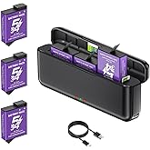 3 Pack 2250mAh Extreme Batteries with 3-Channel Universal Charger Hub for DJI OSMO 360 OSMO Action 6 Action 5 Pro Action 4 Ac