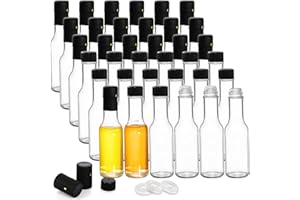 Cedilis 36 Pack Small Glass Bottle, 3oz/100ml Glass Woozy Bottle, Empty Mini Hot Sauce Bottles, Clear Liquor Wine Bottles wit