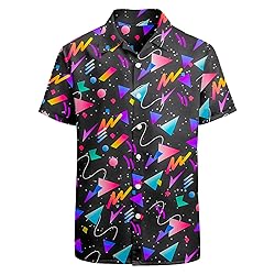 HUGLAZY 80s Outfit Men 90s Shirt Hawaiian Button