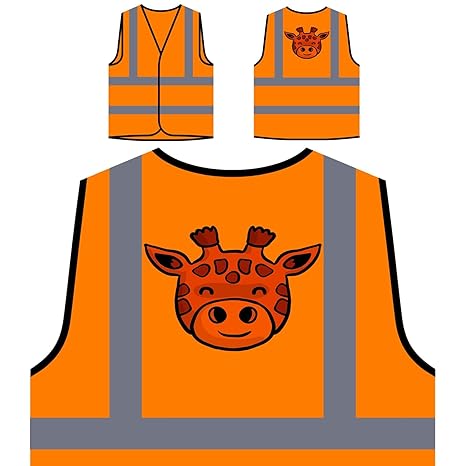 Giraffe Smile Tier Zoo Personalisierte High Visibility Orange Sicherheitsjacke Weste o531vo