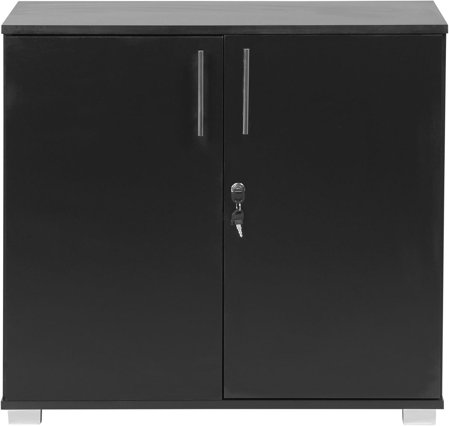MMT Furniture Designs Ltd Black Storage Cabinet Cupboard Desk Height 2 Door Bookcase with Lock 75cm Tall Desktop Extension Height - Image 5
