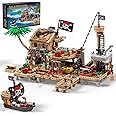 RiceBlock Pirate Town House Building Sets, Pirate Wharf Supply Center Building Block Set, 868 Pieces Bricks Kit for Boys Kids