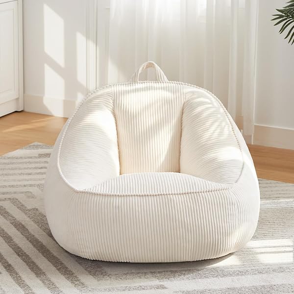 HUGHEAVEN BEAN BAG CHAIRS FOR KIDS, TODDLER BEAN BAG CHAIR, COMFY COZY READING CHAIR & STUFFED TODDLER FLOOR SOFA, SOFT BEANBAG CHAIRS FOR BOYS AND GIRLS, LAZY FLOOR SEAT FOR GAMING AND READING, BEIGE