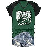 Football Shirts for Women Game Day Shirt V Neck Football Graphic Tee Funny Sunday Casual Short Sleeve Tops