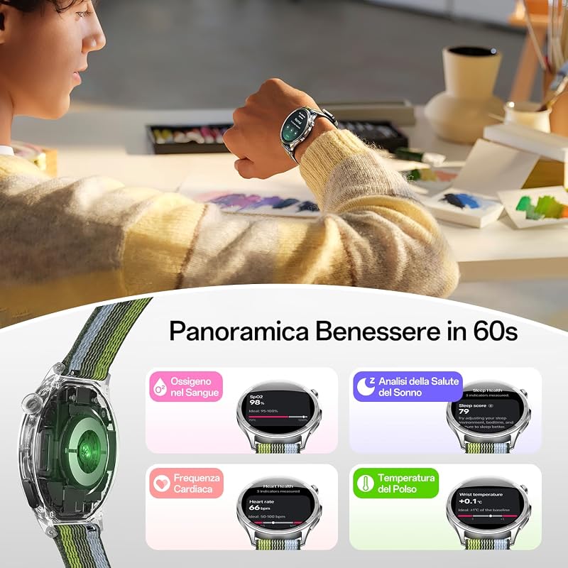 Watch S Smartwatch ECG Acciaio 10Giorni 3000Nits, Silver Gleam