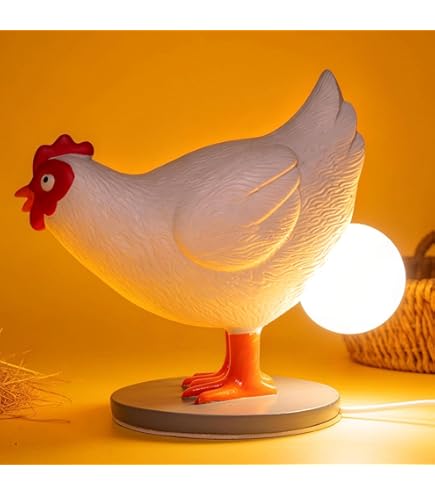 Ammonite Chicken Lamp With Egg in Butt, 3D Laying Egg Night Light
