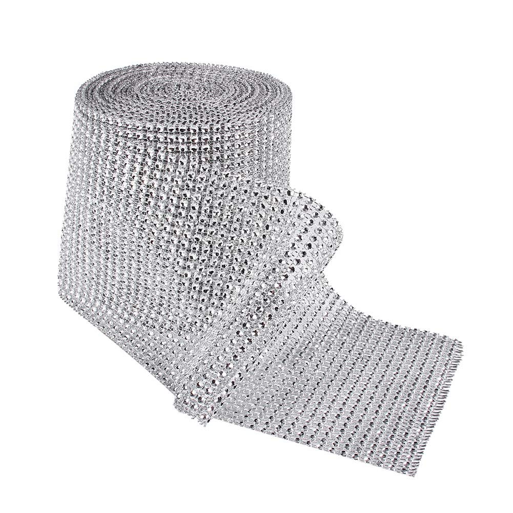 Cafopgrill 10 Yards / 24 Rows Diamond Mesh Wrap Roll Bling Crystal Wedding Rhinestone Sparking Wedding Ornament