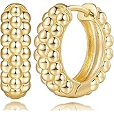 Kvvkii Gold Hoop Earrings for Women 14K Gold Earrings for Women Hoop earring for womens Hoops A String of Glittering Beads Chunky Hoops Earring for Womens 18.5mm