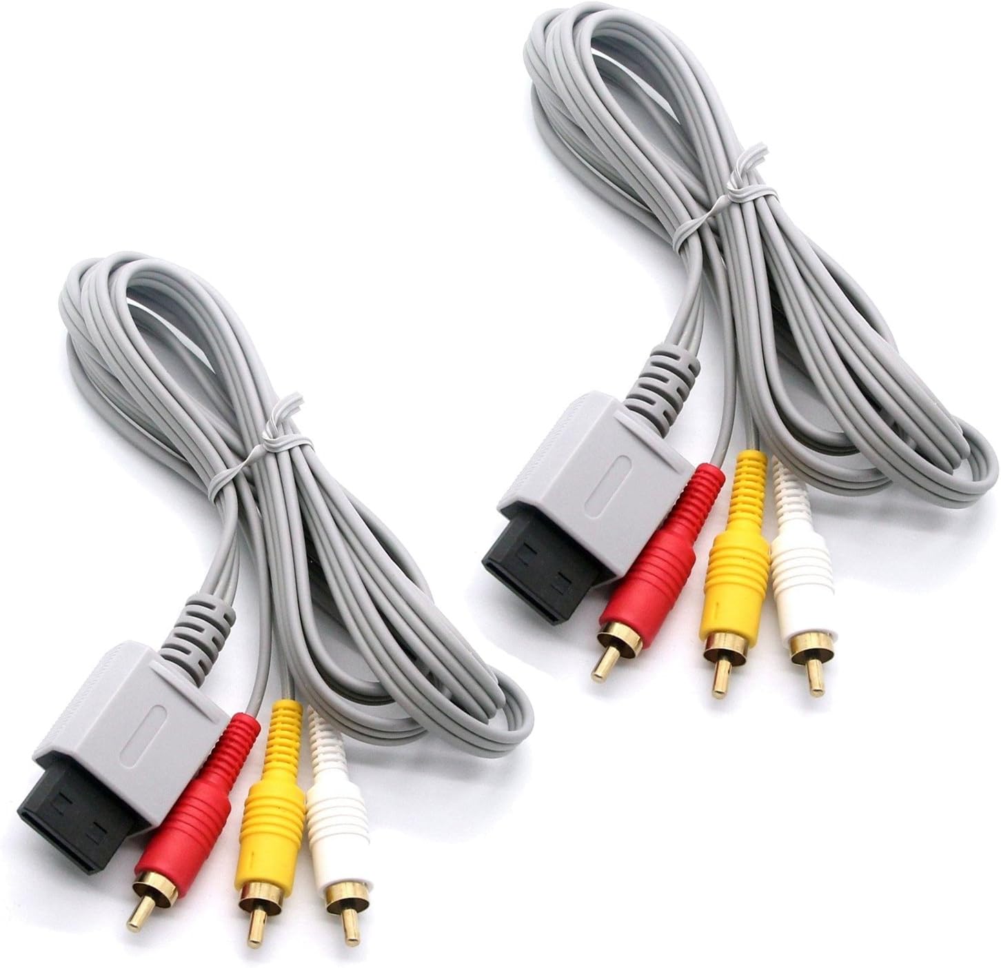 TraderPlus 2Pcs 6ft Audio Video AV Composite Cable Cord for Nintendo
