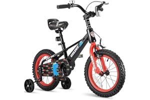 ONLYGU Stylish Kids Bike for Ages 3-7 - Easy Assembly Safe & Stable Ride, 14-16 Inch Wheels, Vibrant Colors, Includes Training Wheels
