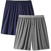 BAMBOO COOL Men's Pajama Bottoms Soft Comfy Breathable Lightweight Sleepwear Lounge Pajamas Shorts with pockets 2 Pack