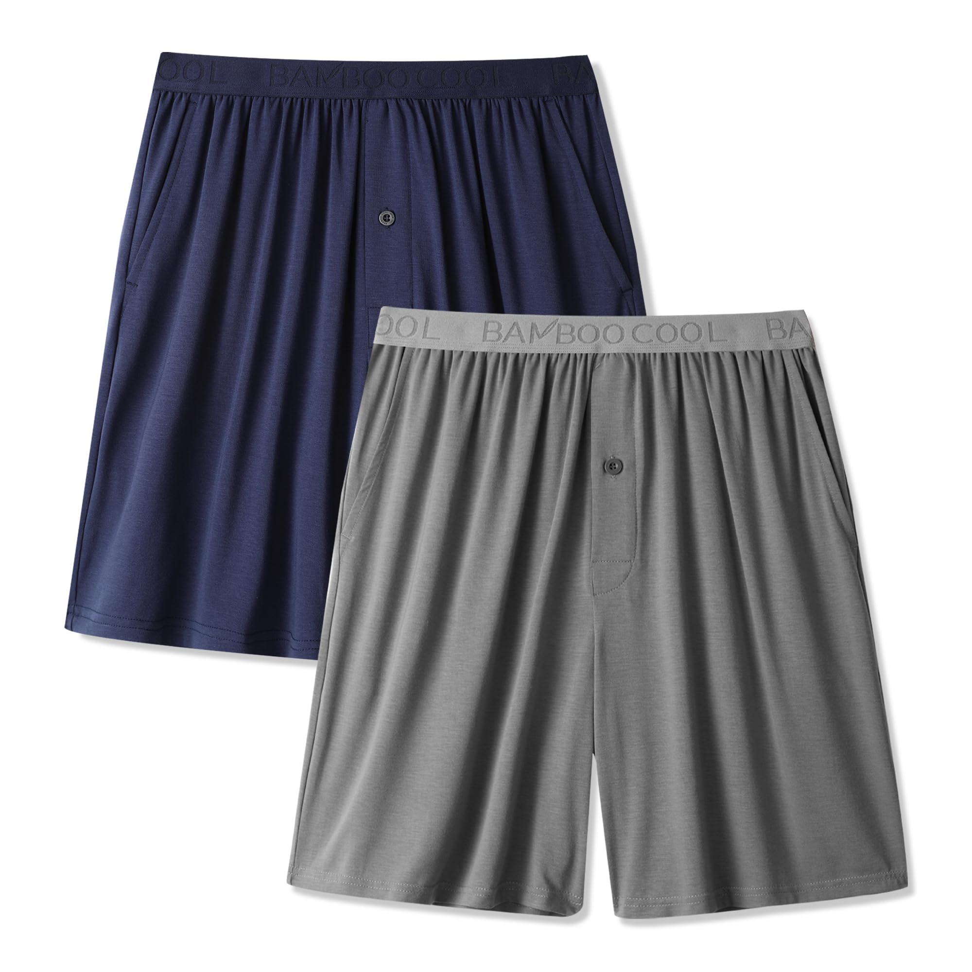 Photo 1 of **Only One (gray)** BAMBOO COOL Men's Pajama Bottoms Soft Comfy Breathable Lightweight Sleepwear Lounge Pajamas Shorts with pockets 2 Pack