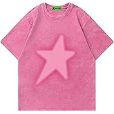 BestLucky Star Shirt Y2k Oversized Graphic Tees for Men Unisex Vintage Streetwear Shirts