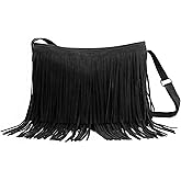HOXIS Tassel Faux Suede Leather Hobo Cross Body Shoulder Bag Womens Sling Bag