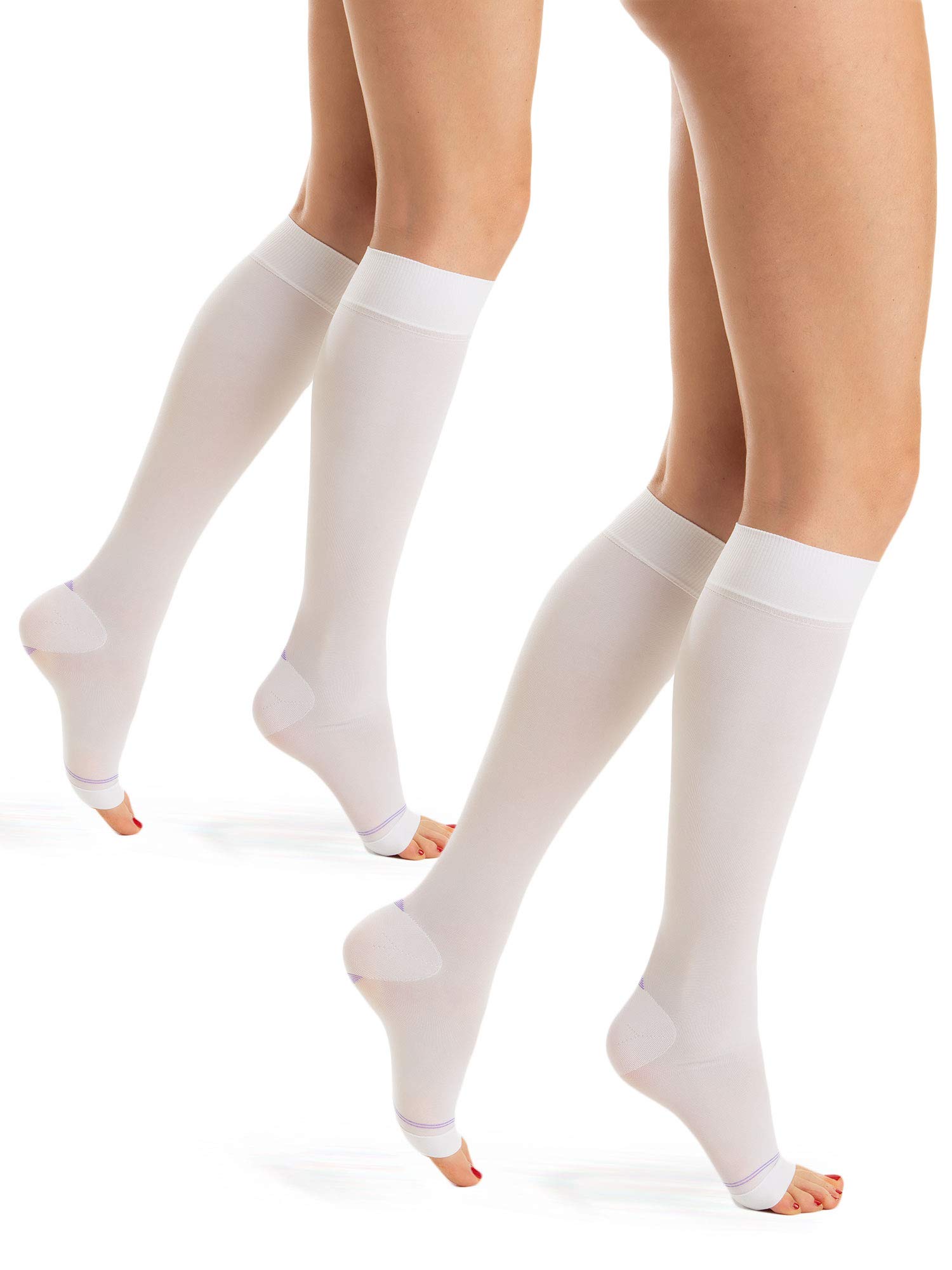 Relaxsan Antiembolism M1350A (2 Pairs - White, XXL) Open-toe anti-embolism knee high socks - K2-25-32 mmHg