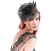KEUKORZ Fascinators Hats for Women Tea Party Hat Flower Mesh Feathers Headband Kentucky Derby Hats for Women Wedding