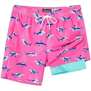 SURF CUZ Mens Swim Trunks Compression Liner Swim Shorts 7 Inch Swimming Trunks Quick Dry Bathing Suits Swimsuit Zipper Pocket