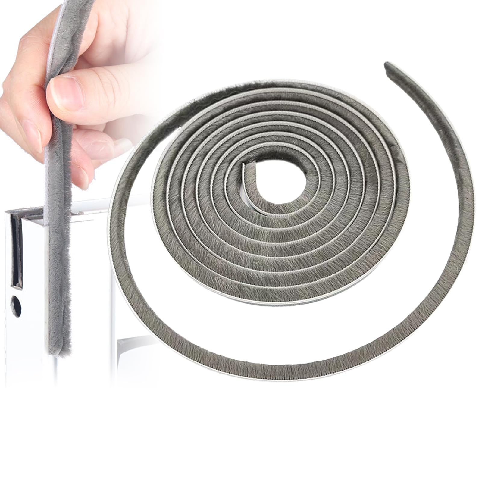 Photo 1 of Soezy 16 Ft (5m) 196 Inch Sliding sash Windows Doors Tape Pile Draught excluder Brush Seal Strip weatherstrip 7mm x 8mm (7/24 5/16 Inch, Gray)