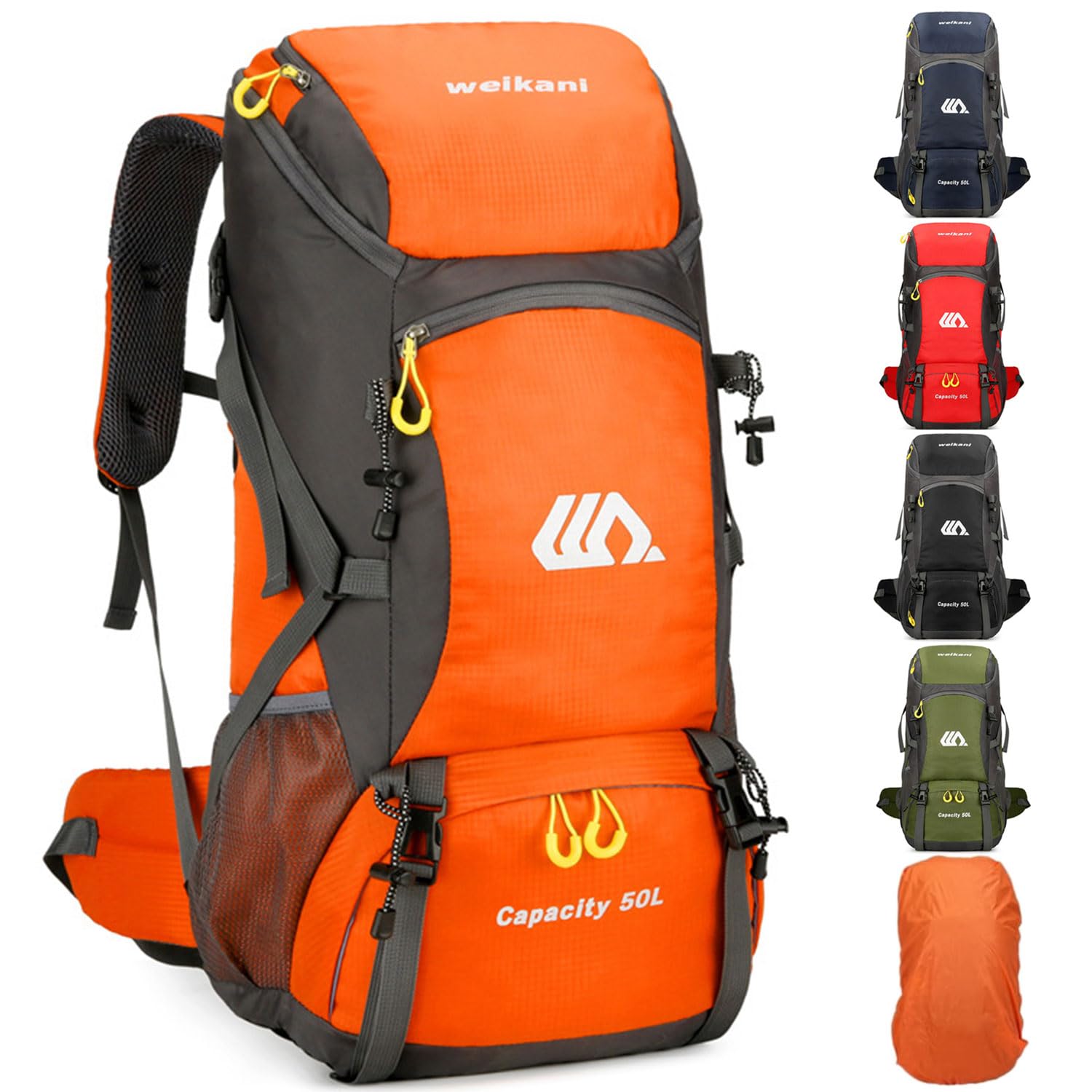 Favuit Hiking Backpack, 30L Lightweight Camping Rucksack Foldable Travel Daypack for Men Women Trekking Walking Climbing Touring Outdoor Adventures (Orange)