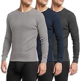 Andrew Scott Men's Traditional Waffle Thermal Underwear Long Sleeve Shirt | Baselayer Crew Neck Top | Multi Packs