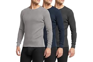 Andrew Scott Men's Traditional Waffle Thermal Underwear Long Sleeve Shirt | Baselayer Crew Neck Top | Multi Packs