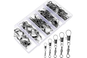 Fishing Swivels Snap Swivels for Fishing Premium Fishing Swivel with Interlock Snap Ball Bearing Swivels Fishing Tackle Size 