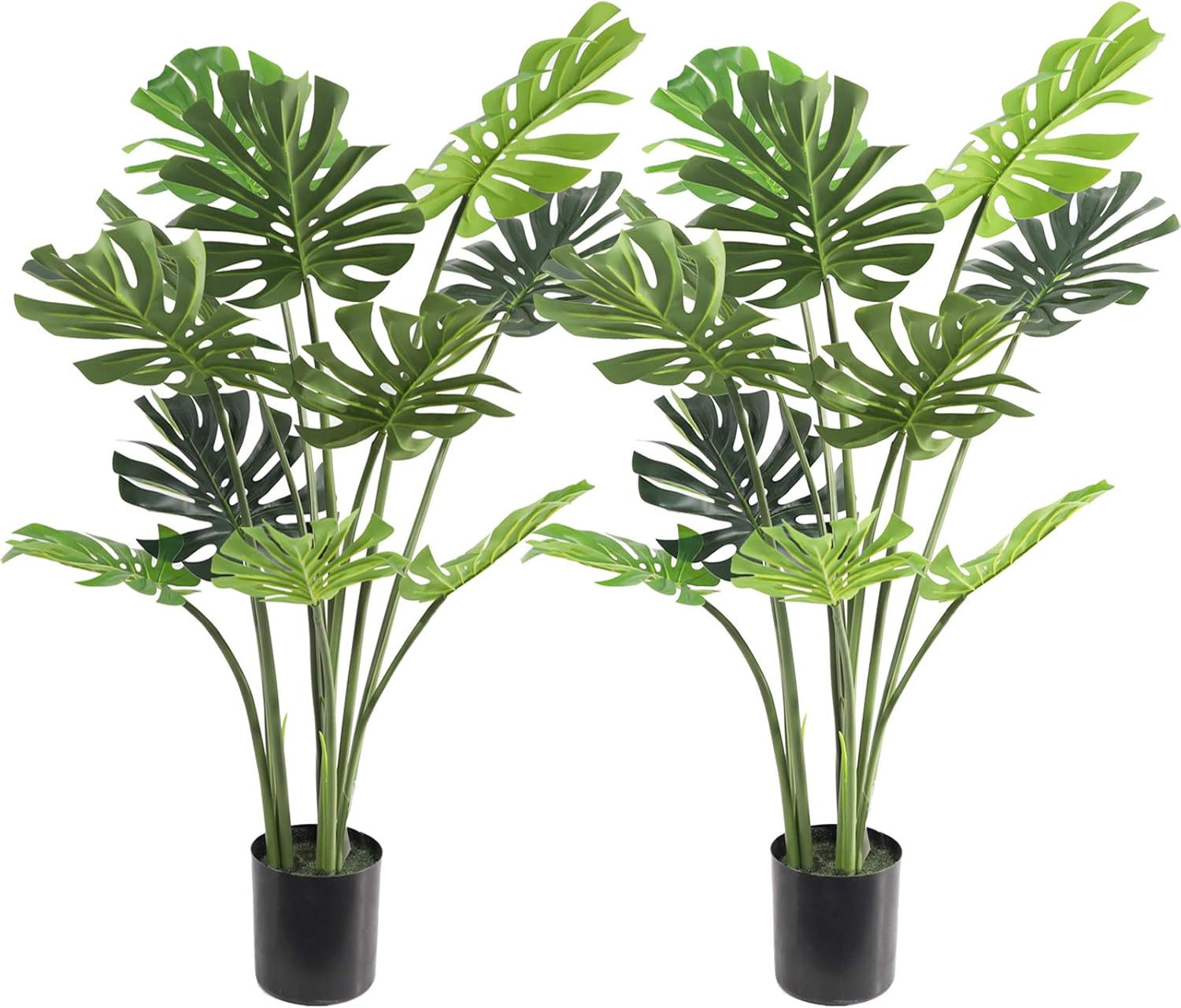 momoplant Artificial Monstera Deliciosa Plant, 47inch/120cm Fake Tropical Palm Tree, Set of 2
