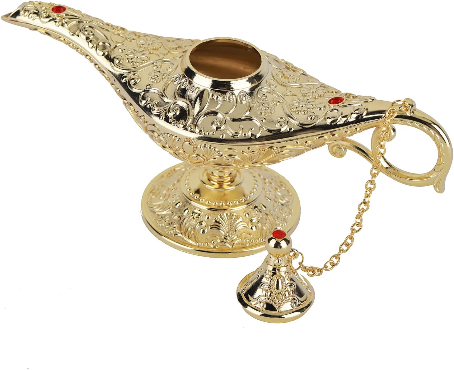 Oil Lamps & Accessories - XINGYAN 8.27Lx4.33H Authentic Aladdin's Magic Genie Lamp,Legendary Arabian Wishing Light,Decorative Costume Prop,Handcrafted Metallic Design,Multiple Colors for Various Characters(Gold)