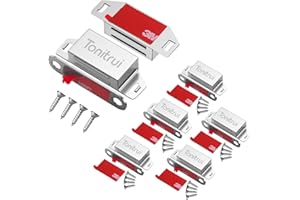 Tonitrui Cabinet Door Magnet, Flat Bottom Cabinet Magnetic Catch with Adhesive, 35lb Magnetic Cabinet Door Drawer Latch (Sliver, 6Pack)