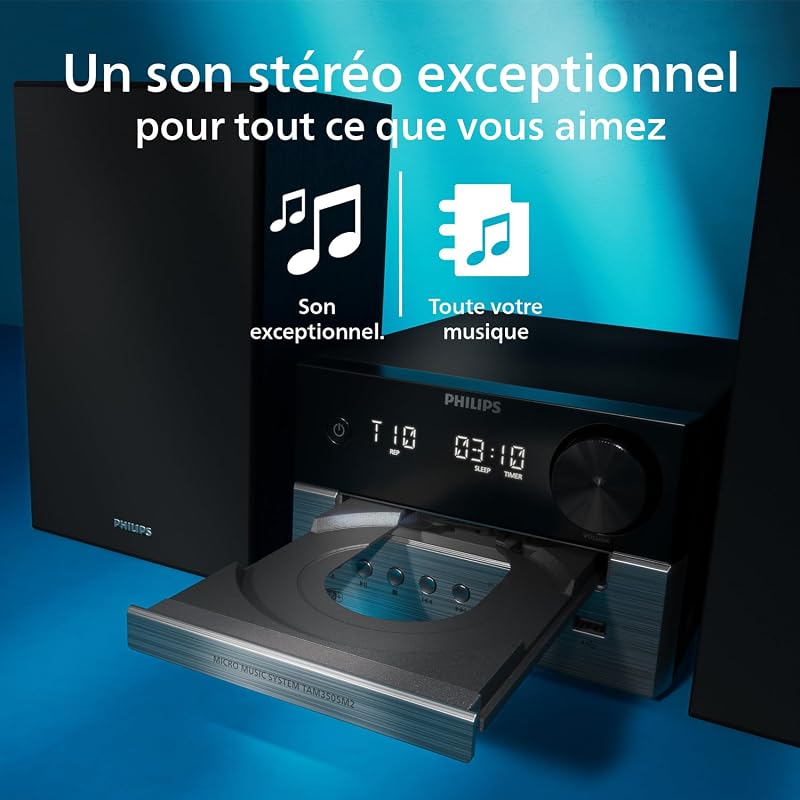 TAM3505M2 Hi FI Microchaîne, Bluetooth, Lecteur CD, USB, Radio FM et Dab Auracast, 85% matières recyclées après consommation — photo 3 sur 5