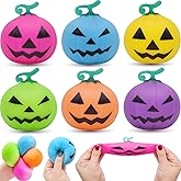 Menzcci 6 Pack Halloween Pumpkins Squeeze Toys Stress Balls Squishy Toy for Kids Boys Girls Halloween Party Favors Halloween Treat Bags Gifts