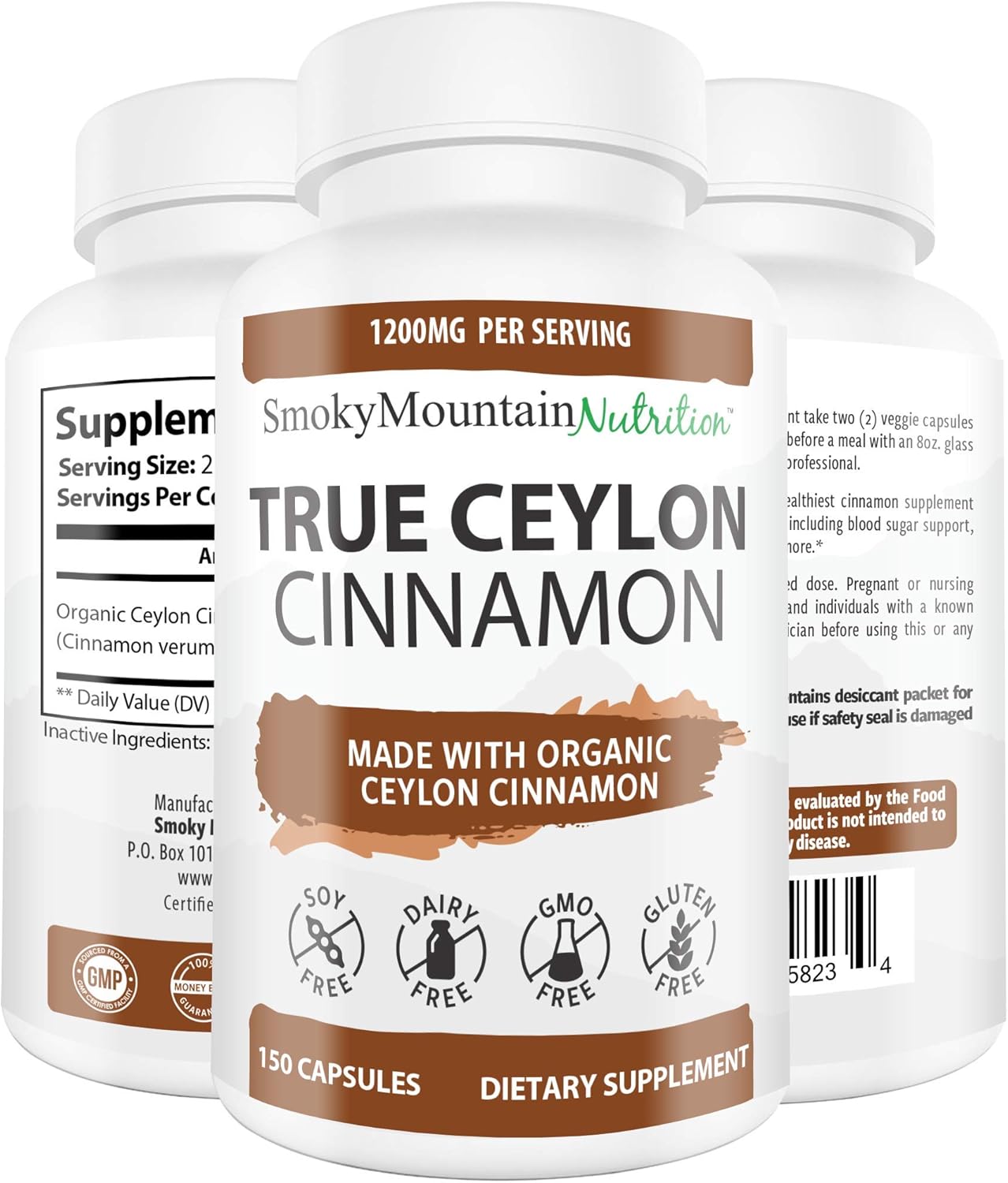 Organic Ceylon Cinnamon Supplement 1200mg (150 Capsules) Healthy Blood