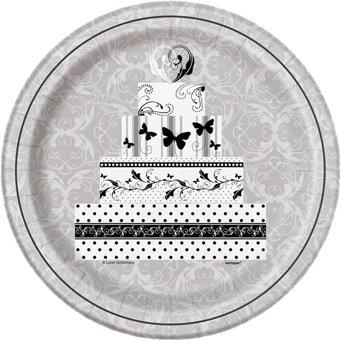Unique Party 42695 23cm Victorian Wedding Paper Plates, Pack of 8
