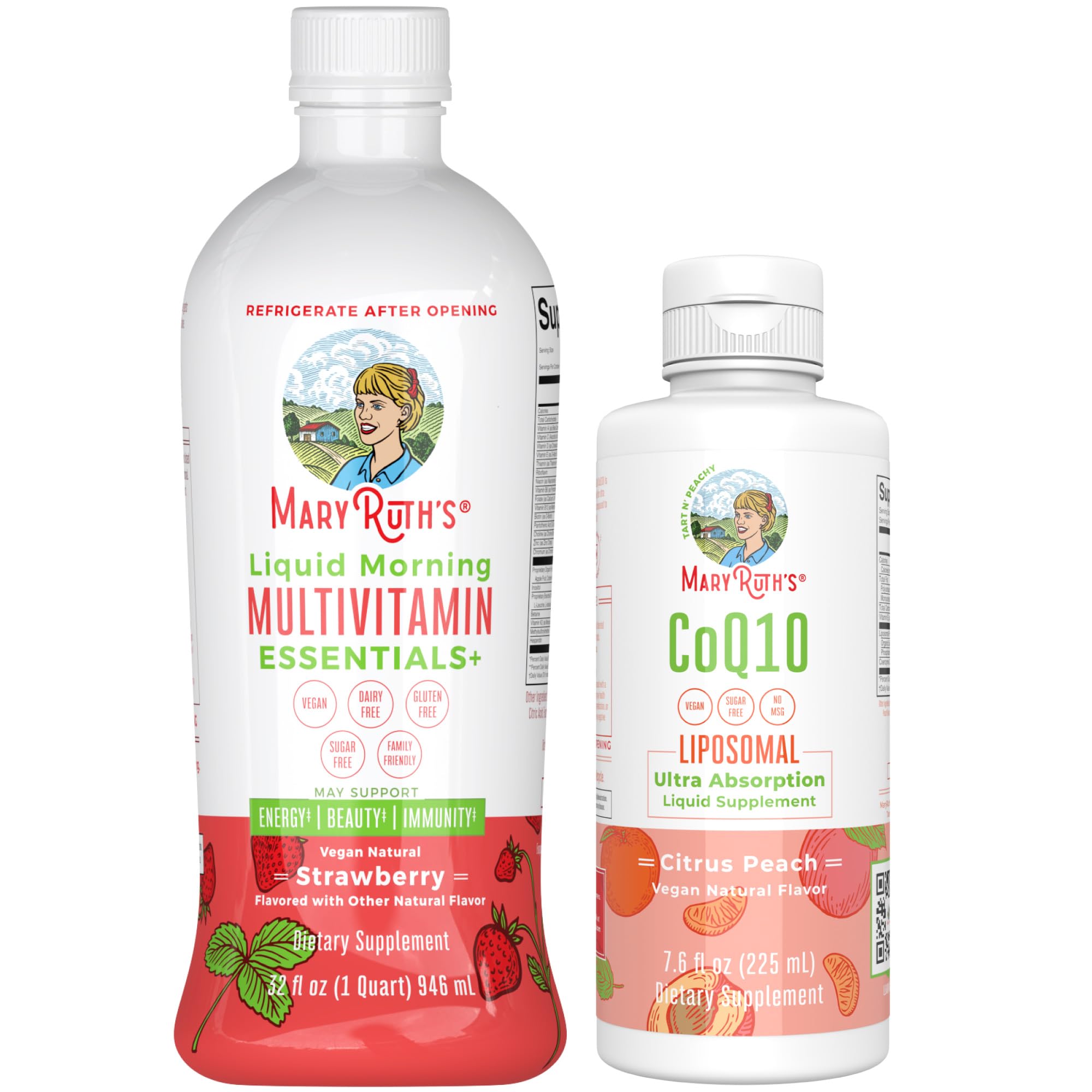 MaryRuth's Strawberry Liquid Multivitamin for Adults & Kids and Coenzyme Q10, CoQ10 Liquid Supplement, Antioxidant, 2-Pack Bundle for Immune Support, Energy Production, Heart Health, Sugar-Free, Vegan