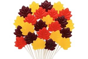 SWEETZO Autumn Leaf Lollipops, Individually Wrapped Thanksgiving and Fall 2025 Themed Candy, Caramel, Green Apple, and Maple Cinnamon, 24 Suckers