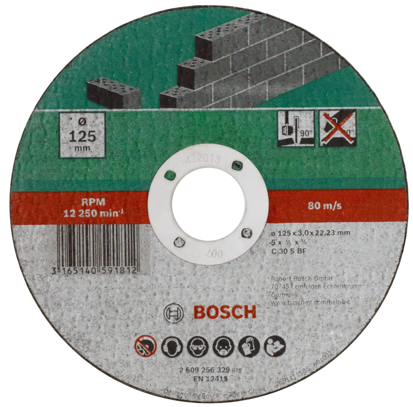 Bosch 2609256329 DIY Cutting Disc Stone 125 mm ø x 2.5 mm Straight