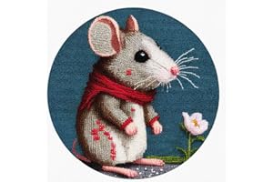 YAKOLECI Latch Hook Kits for Adults, Pre-Printed Handmade Rug Crochet Yarns DIY Door Mat Kits for Home Decor Festival Gift 20''X20'' (Mice)