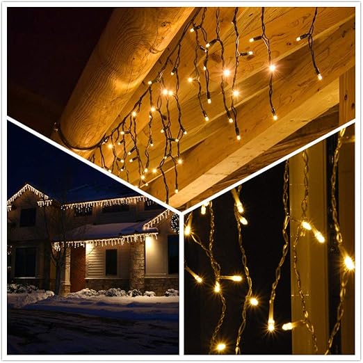 40 Led Lichterkette Eiszapfen Eisregen Lichtervorhang Weihnachtsbeleuchtung Fur Innen Aussen Garten Balkon Party Hochzeit Fenster Wand Weiss Kaltweiss Ip44 Wasserfest