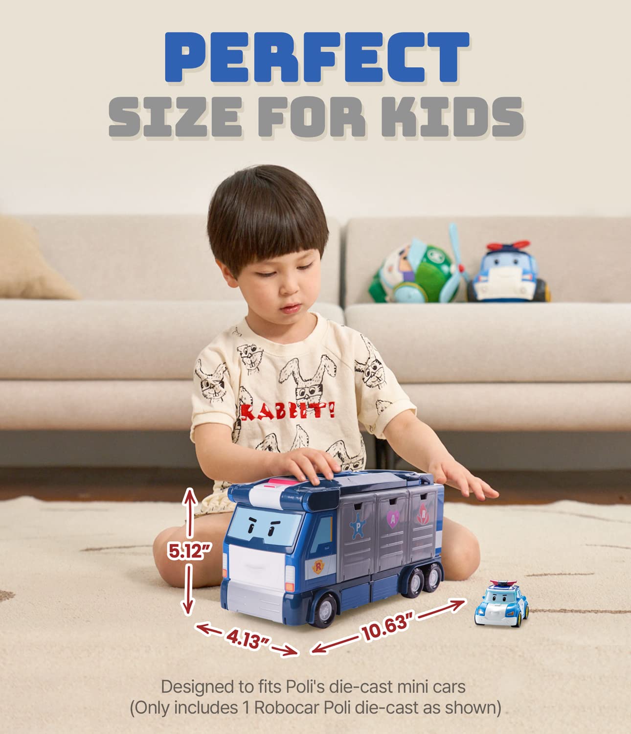 Robocar Poli Toys, Mobile Headquarters, 3-in-1 Transforming Police HQ Trailer Truck Toy with Vehicle Launchers & 1 Poli Die-Cast Car, Kids Toys for Ages 3 and up