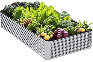 Jebosam 12x4x1.5ft Galvanized Metal Raised Garden Bed Outdoor,Large Planter Raised Beds for Gardening,Deep Raised Planter Box for Vegetables Flowers Fruits Herbs