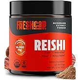 FreshCap Mushrooms Reishi Mushroom Powder 14,000mg - Organic Mushroom Extract Supplement Powder, Ayurveda Nootropic Red Reishi Supplement Blend (60 Servings)