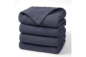 Lulu moon Muslin Blankets for Adults 55”x75” - Kids Couch Throw Blanket for Boys - Light Weighted Organic Muslin Quilt for Sofa and Bed (Blue)