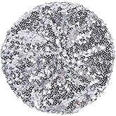 GSHLLO Sequin Beret Hat Glitter Beret Cap Womens Sparkly Cap Prom Party Hat Shiny Beanie Cap Fun Fashion Hat for Performance Silver