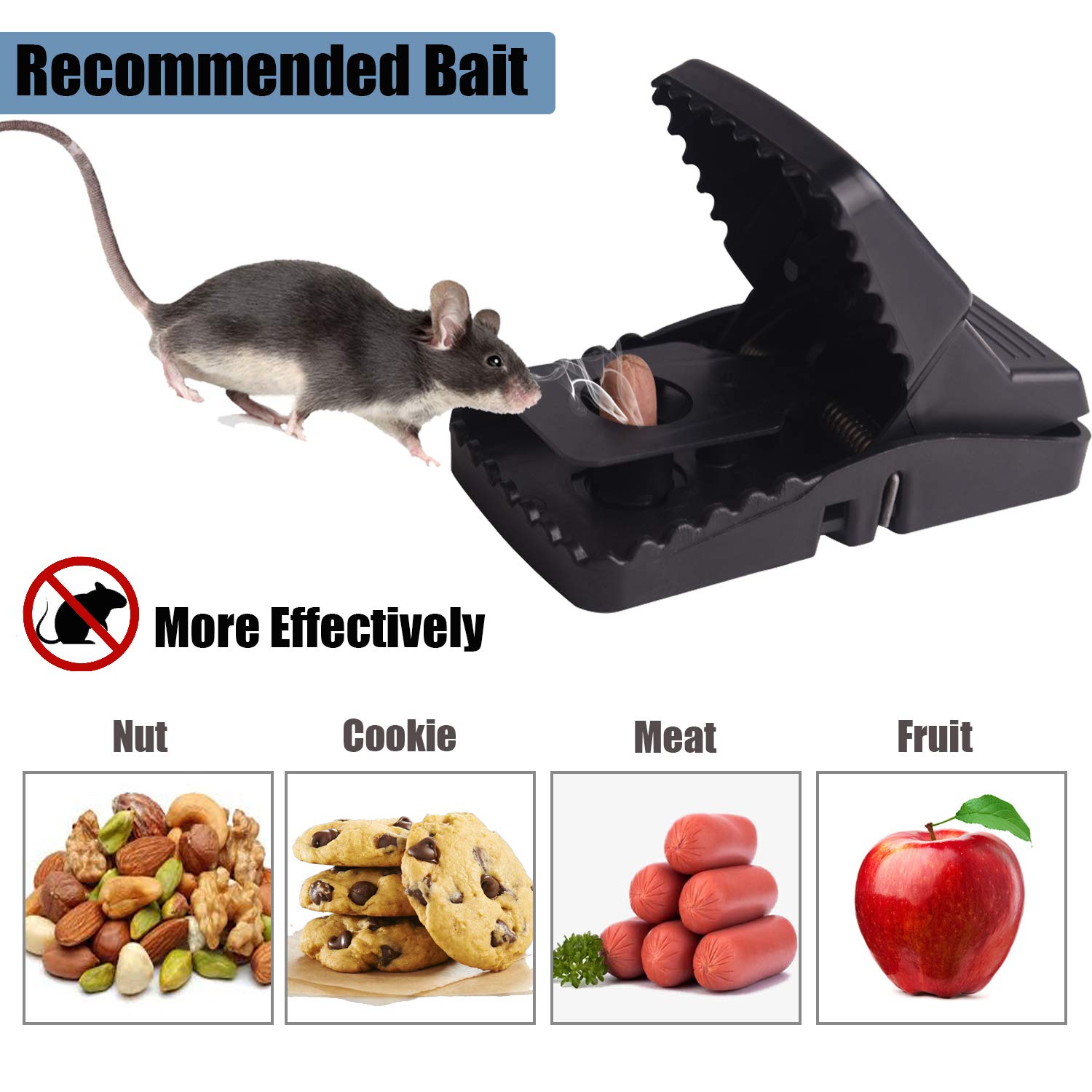 Soontrans 8 Stück Mausefalle Schlagfalle Wiederverwendbar Naturköder Mäusefallen Schnell Tötend Super Empfindlich Rattenfalle