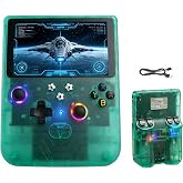 FVBADE[40000 in 1] R60S MAX Handheld Game Console 5.5 inch IPS Screen Mini Retro Console 6000mAh Portable Pocket Arcade 45+ Mainstream Emulator 128G TF Card Transparent.(Green)