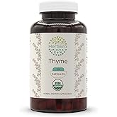 HerbEra Thyme USDA Organic 120 Capsules | Natural Herbal Supplement | Certified Organic Vegetarian Capsules and Organic Thyme (Thymus Vulgaris) Dried Leaf (120 Capsules)