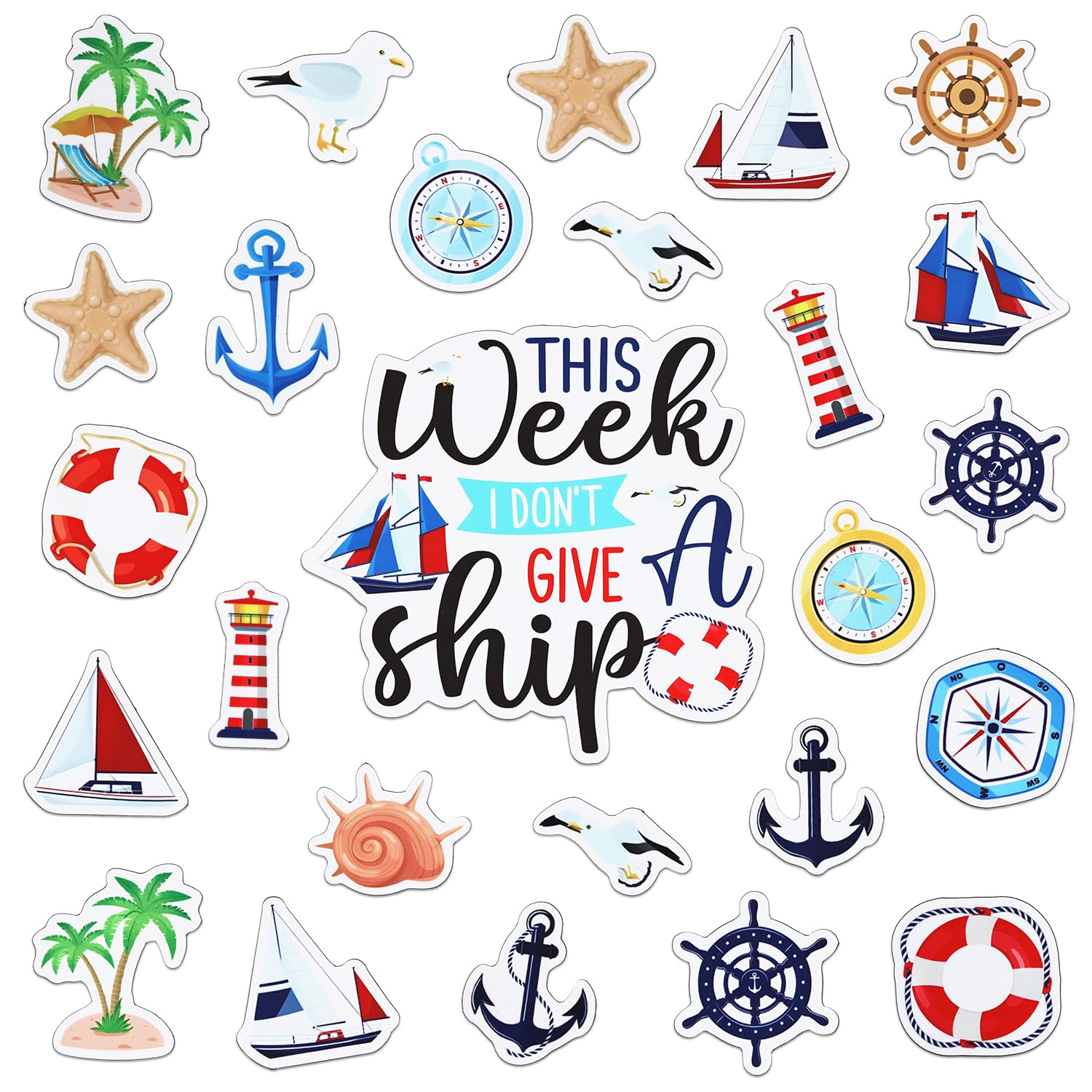 26pcs Cruise Door Magnets Decorations, Funny Anchor Cruise Ship Magnets for Door Magnetic Stickers for Fridge Refrigerator Car Computer Carnival Party Supplies Favors